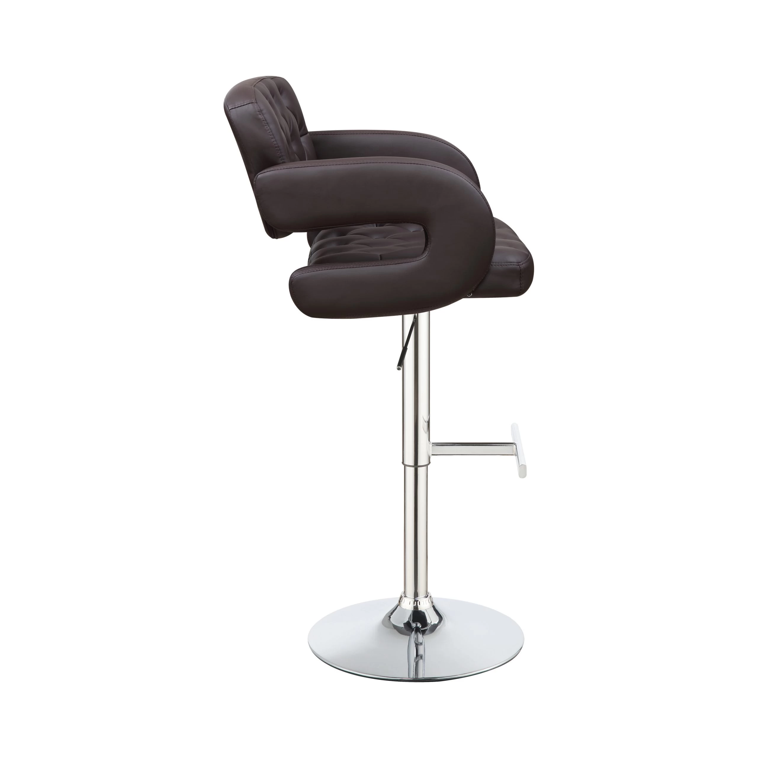 29″ Adjustable Height Bar Stool Chrome And Brown - Image 3