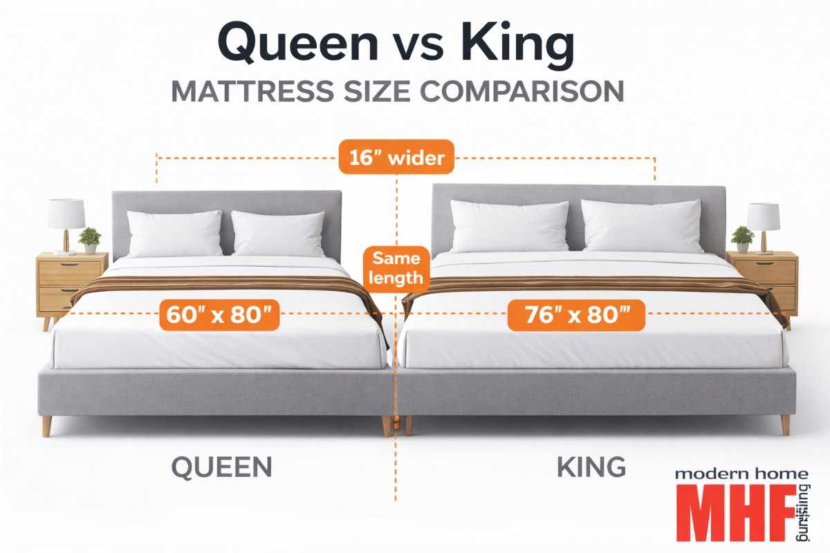 Read more about the article Queen vs King Mattress Size Comparison