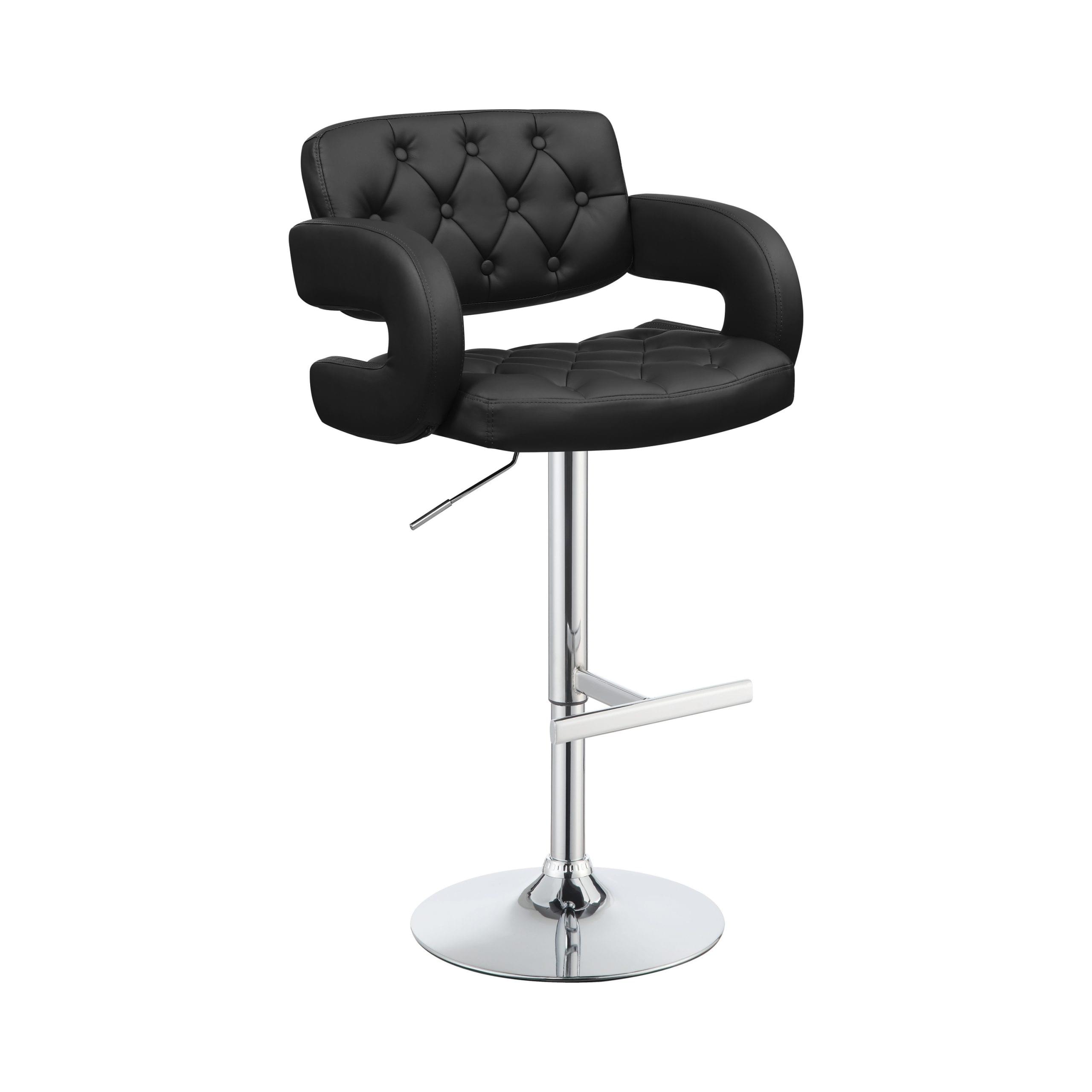 29″ Adjustable Height Bar Stool Black And Chrome