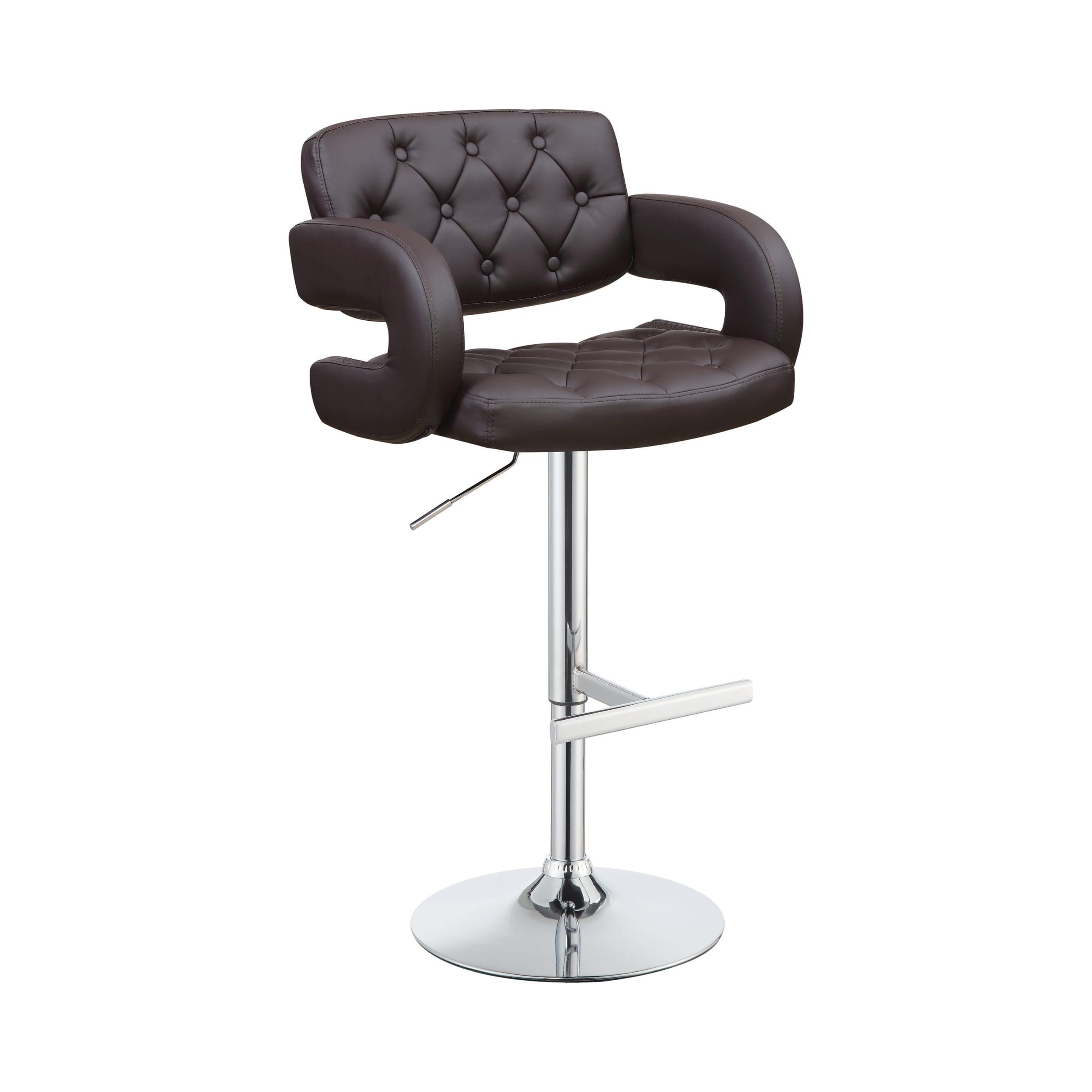 29″ Adjustable Height Bar Stool Chrome And Brown