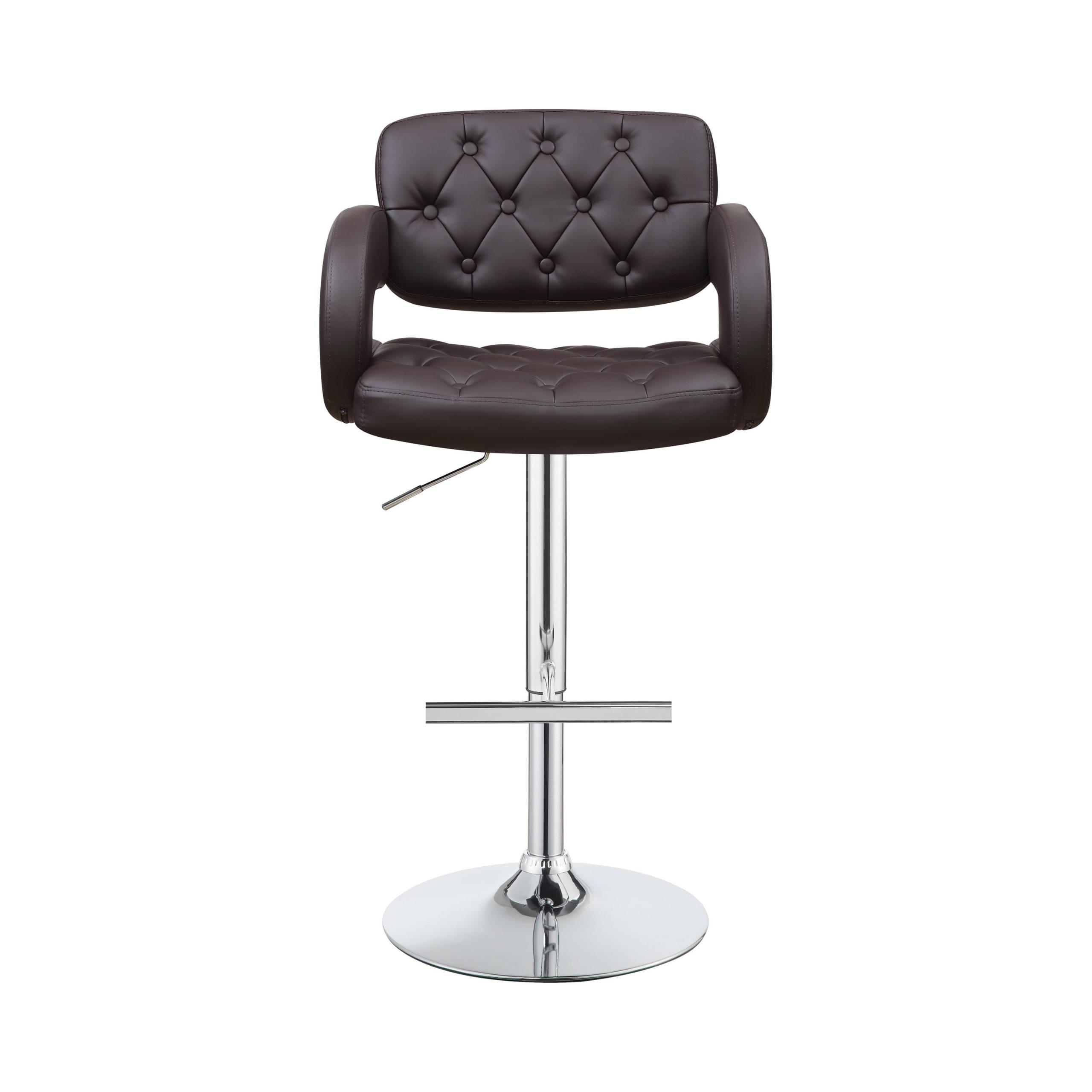 29″ Adjustable Height Bar Stool Chrome And Brown - Image 2