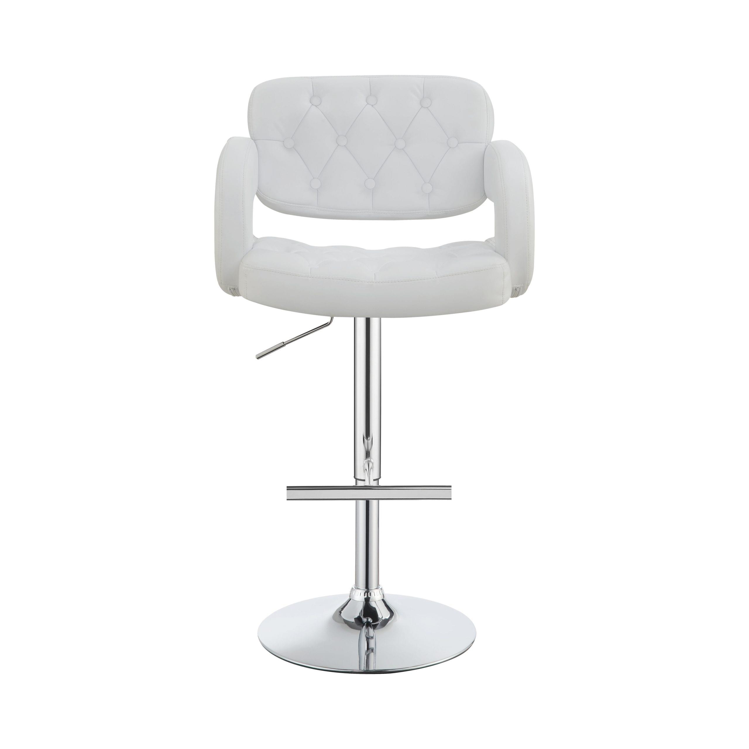 29″ Adjustable Height Bar Stool Chrome And White - Image 3