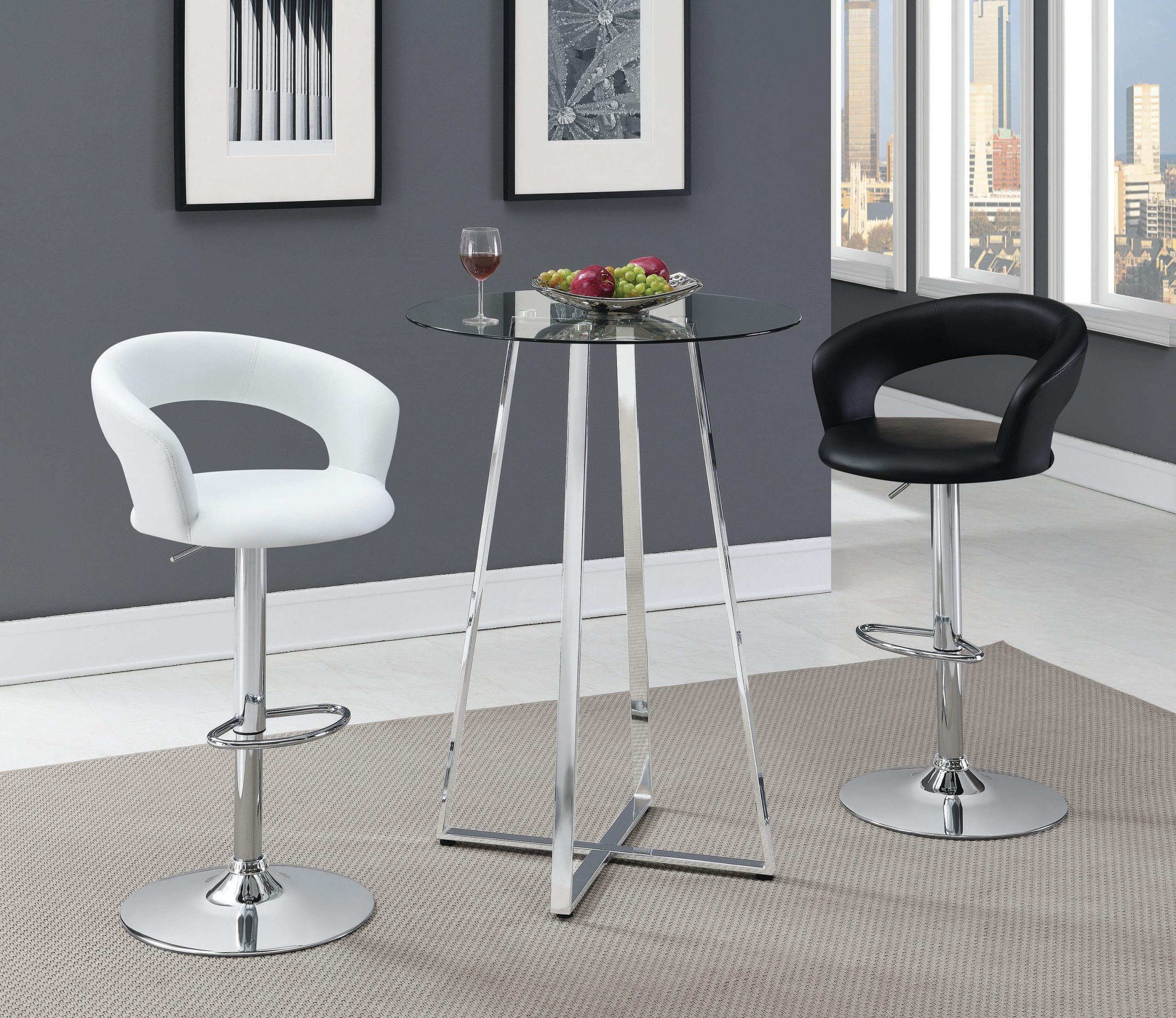 29″ Adjustable Height Bar Stool White And Chrome - Image 2