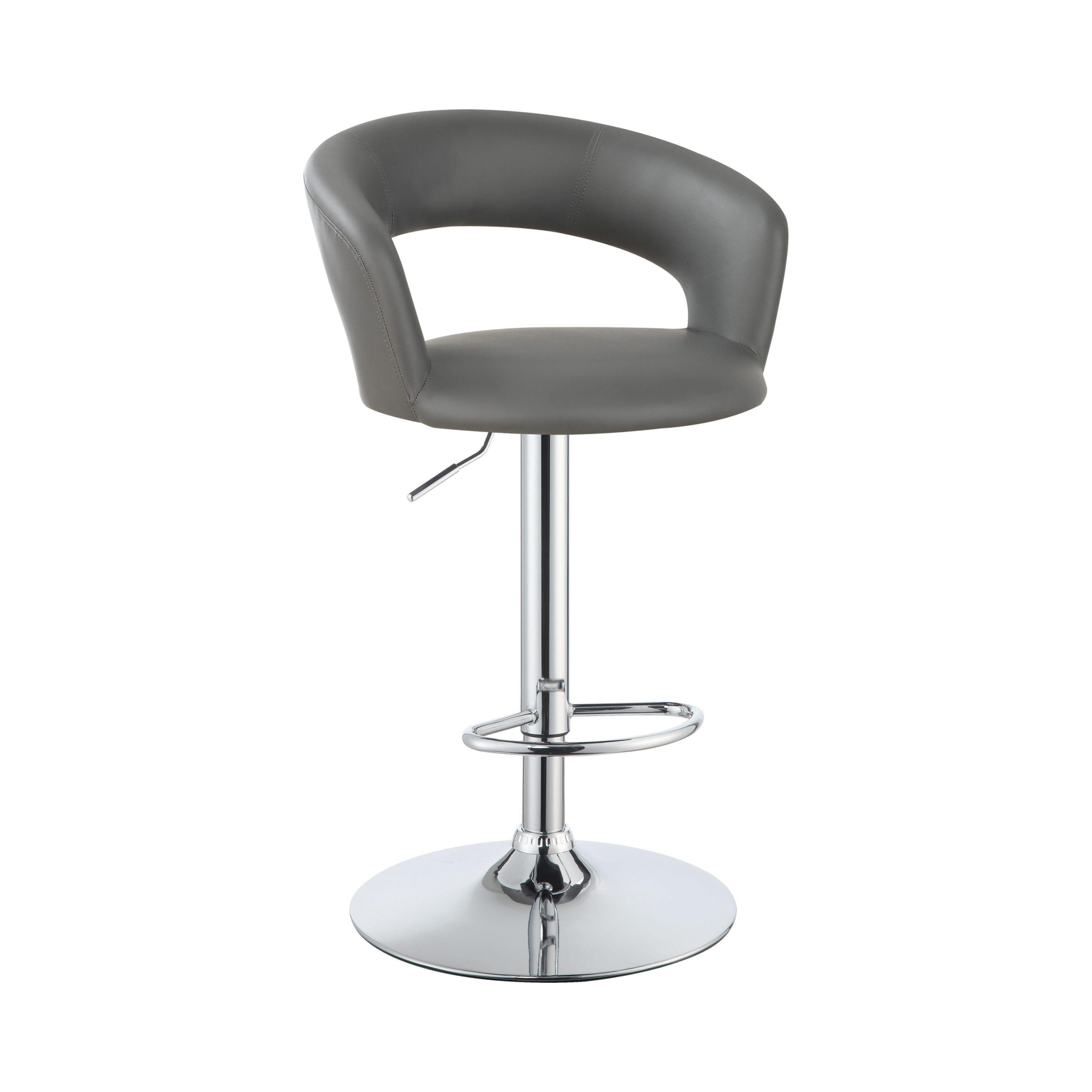 29″ Adjustable Height Bar Stool Grey And Chrome