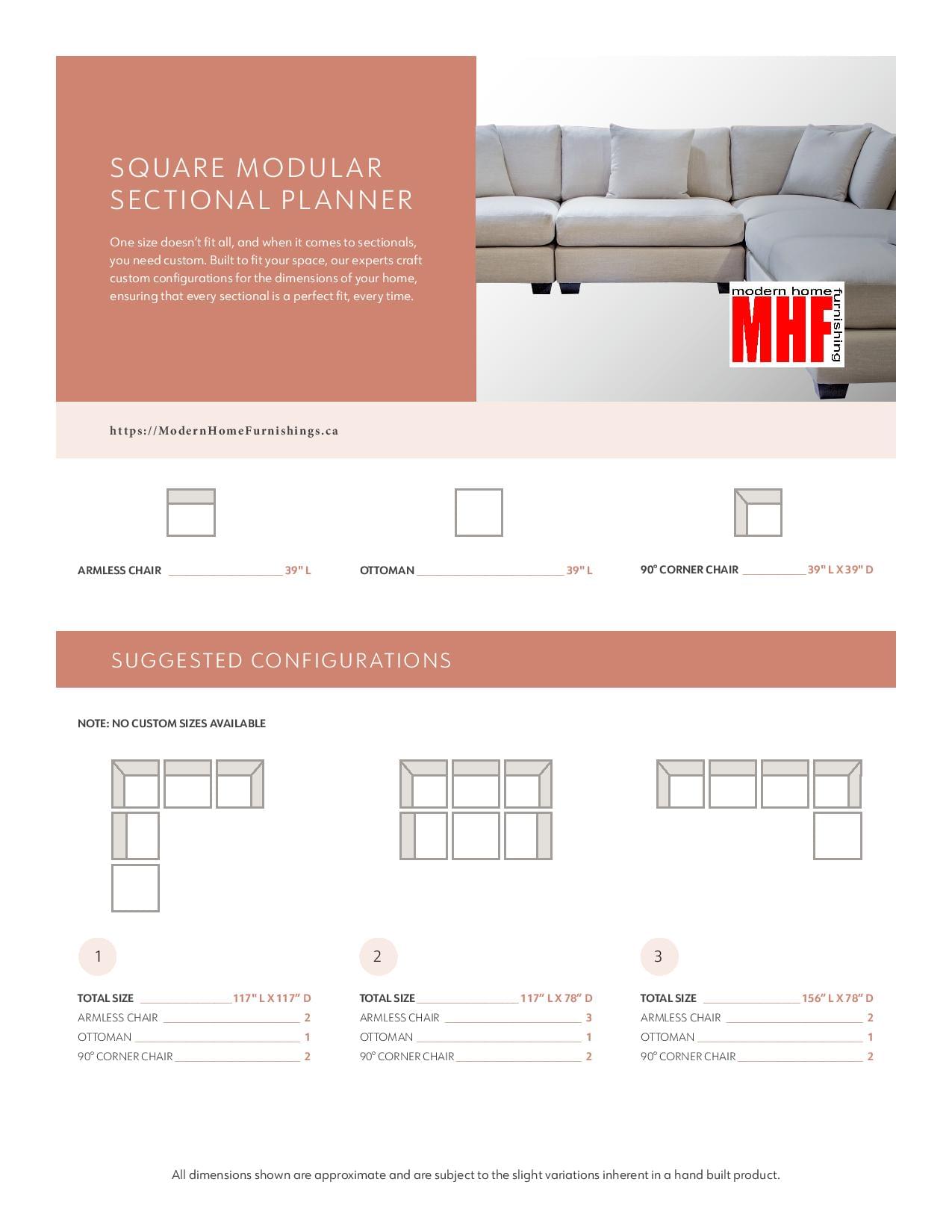 Square Modular 5 PCs Sectional (Feather Wrap) - Image 3