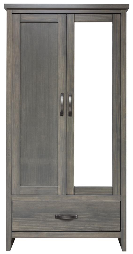 Jetty Armoire with 2 Door and 1 Drawer, Armoire By Mako, Glass door Armoire By Mako, Solid Wood Armoire, Armoire with Doors and Drawer,7400-10-LG-2D