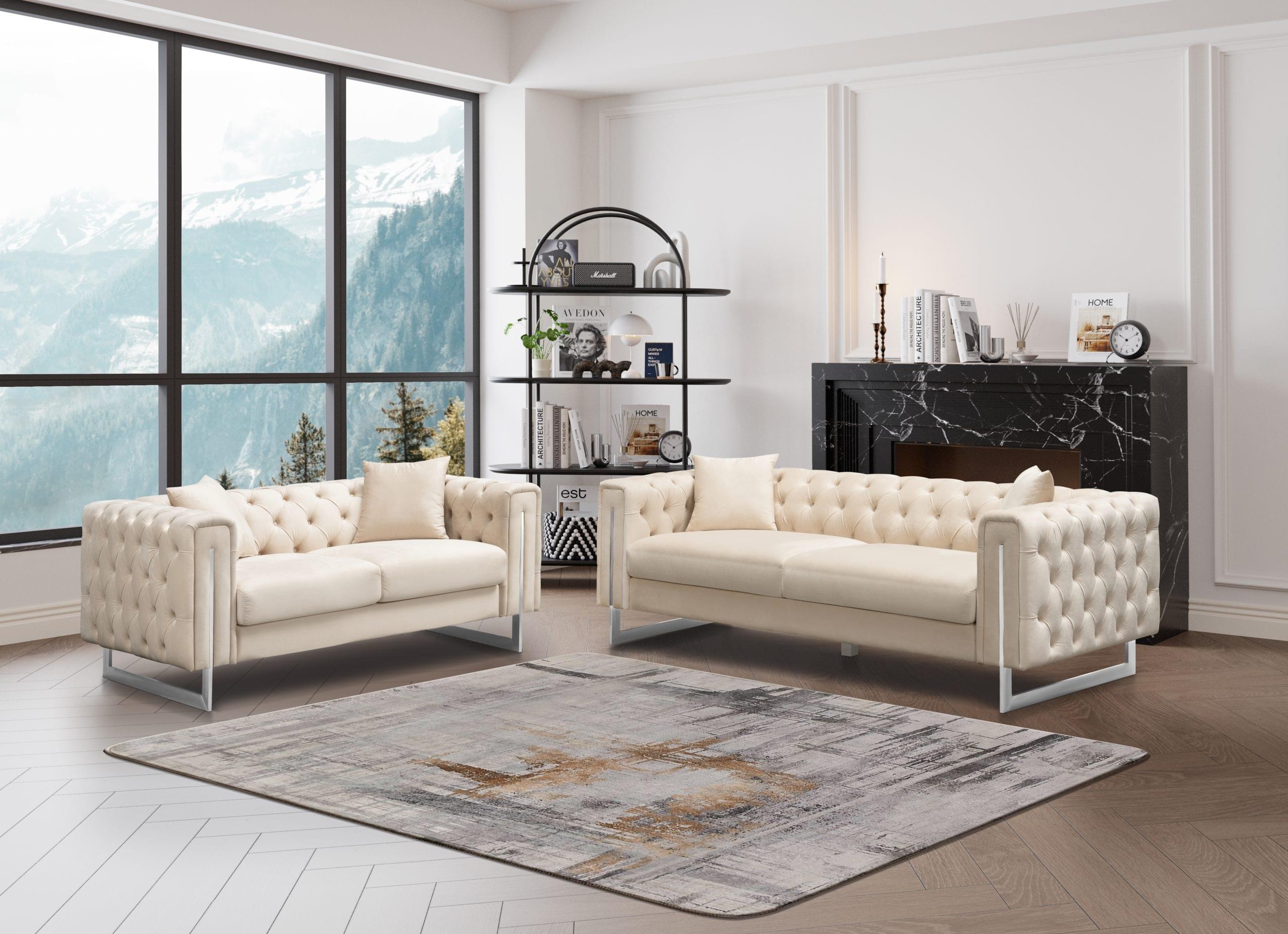 Modern Tufted Sofa and Love Seat